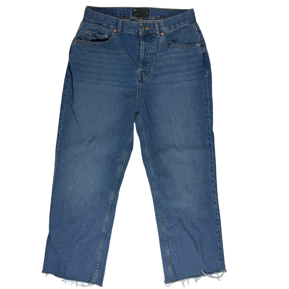 Cropped Denim Jeans Button Fly Women's 30 Inseam 25" Cut Distressed Hem ASOS